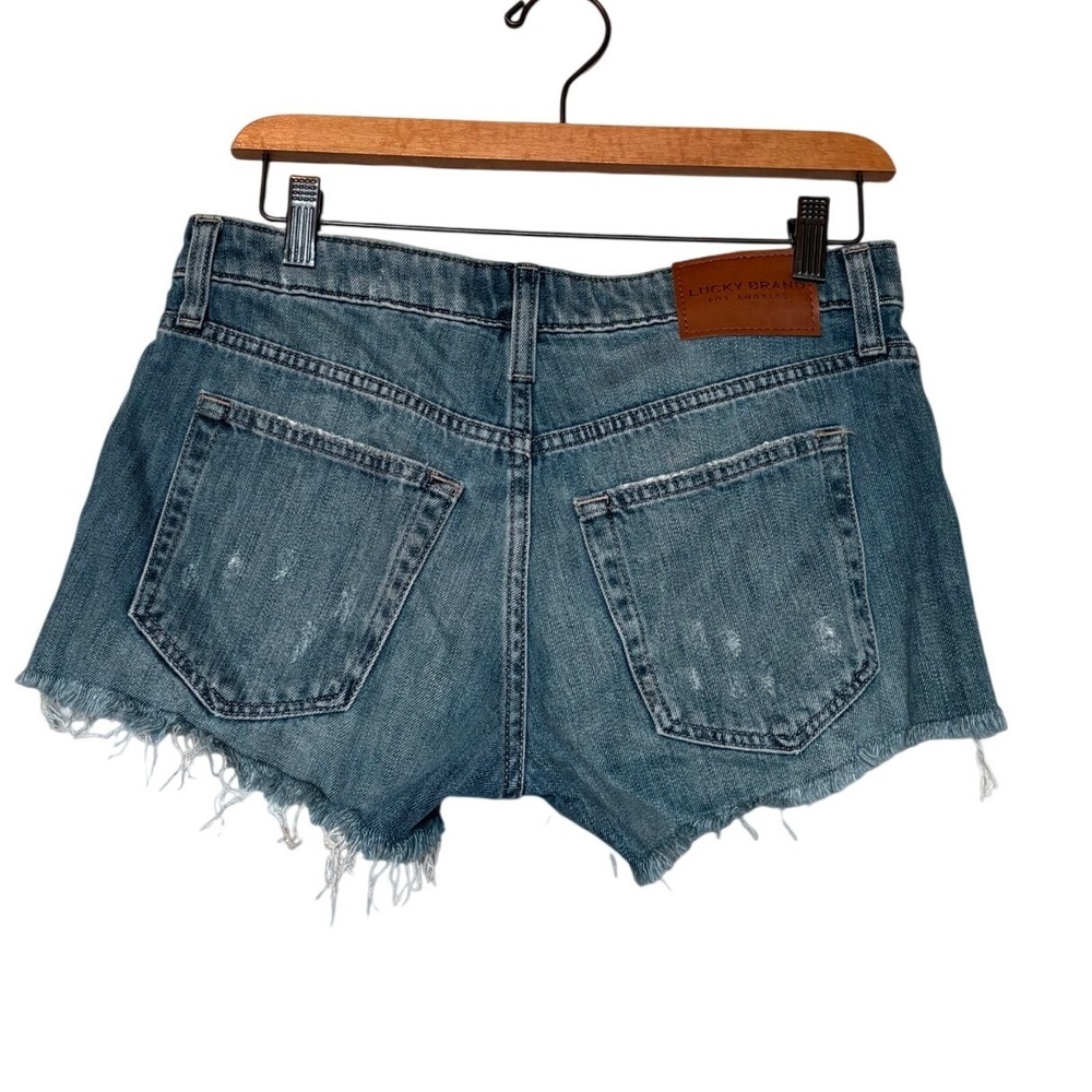 Lucky‎ Brand The Cut Off Distressed Denim Shorty Shorts Low Rise 0/25